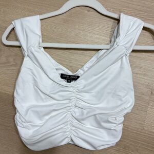 David Lerner | Ruched Crop Top in White